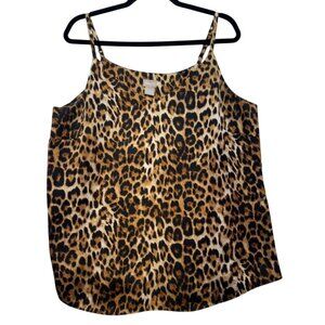 Chicos Womens Sleeveless Going Out Cami Top Blouse Size 12/14 Leopard Print
